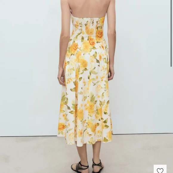 Mango Yellow and White Floral Midi Dress - Picture 3 of 8